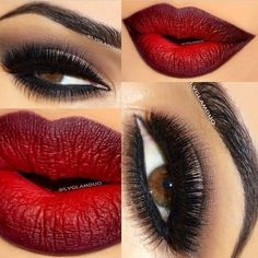 Love the lips! Khol Eyeliner, Club Makeup, Maquillage Yeux Cut Crease, Red Lip Makeup, Makeup Tricks, Red Lip, Halloween Make