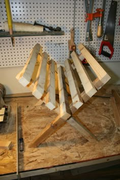 a work bench made out of wooden planks