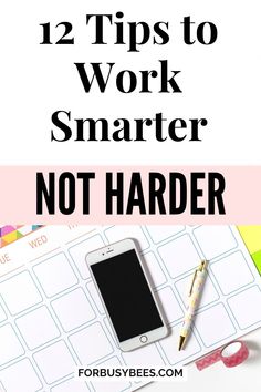 12 Tips work smarter not harder How To Work Faster, Work Efficiency Tips, How To Be More Organized, Work Balance, Overcoming Procrastination, Hard Words