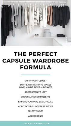 Looking fabulous doesn't have you send you broke! Follow this step-by-step formula on how to create a capsule wardrobe you adore. Capsule Wardrobe Formula, Create Capsule Wardrobe, Rok Midi, Perfect Capsule Wardrobe, Sandal Tali, Minimal Wardrobe, Mode Tips