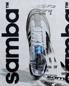 an advertisement for adidas with a person's shoe on the front and bottom