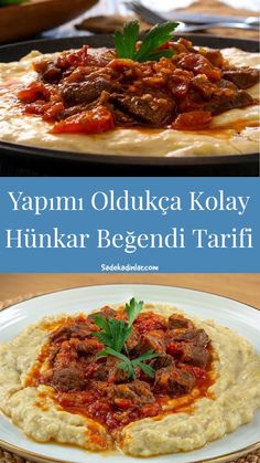 two plates with different types of food on them and the words yapmm oldike kolay hitkar begendi tarif