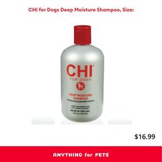 a bottle of chi for dogs deep moisture shampoo on a white background with red cap