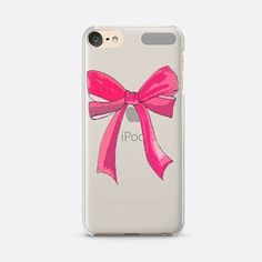 an iphone case with a pink bow on it