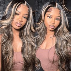 Tuneful-hair-blonde-highlight-body-wave-wigs Sew In With Highlights, Color Rubio, Honey Blonde Highlights, Wig Colors, Lace Fronts, Human Virgin Hair, Wave Wig, Colored Wigs, Body Wave Wig