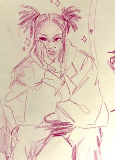 a drawing of a woman with dreadlocks on her head holding a cell phone