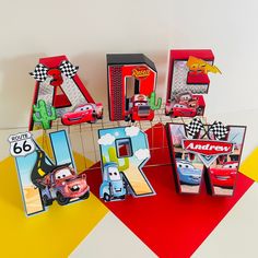 cars themed birthday party decorations and centerpieces