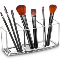 Clear Makeup Brush Organizer. 3 Slot Acrylic Storage. Makeup Display Pencil Display, Clear Makeup, Makeup Brush Organization, Acrylic Storage, Makeup Brush Holder, Cosmetic Display, Acrylic Brushes, Makeup Brush Holders, Cosmetic Organizer