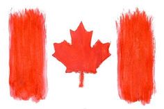 the canadian flag is painted in red and white with an orange maple leaf on it