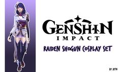 an image of the character from genshin impact, with text that reads raden shogun coplay set