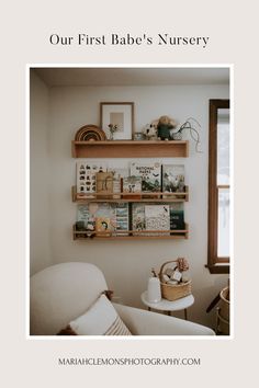 the first baby's nursery is filled with books and toys