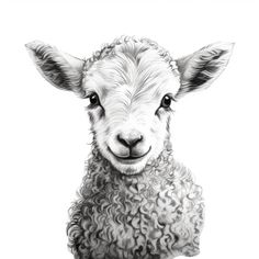 a black and white drawing of a sheep