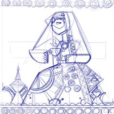 a blueprint drawing of a woman in a dress with wheels on the bottom and sides