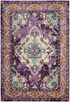 safavieh clearance monaco mnc243l violet rug Deco Violet, Office Area Rugs, Light Blue Rug, Play Areas, Light Blue Area Rug, Estilo Boho Chic, Classic Rugs, Purple Rug, Floor Cushion