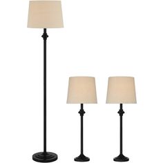 three lamps are shown with one light on each side and the other is turned off