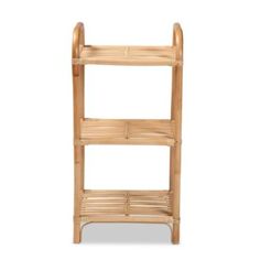 a bamboo shelf with two shelves on each side