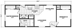 the floor plan for a mobile home with two bedroom and an attached living room area