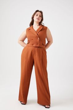 Plus Size Linen-Blend Wide-Leg Pants Sewing Plus Size, Plus Size Retro Fashion, Plus Size Wide Leg Pants, Italian Clothing, Linen Blend Pants, Italian Outfits, Clothing Plus Size, Plus Size Pants, Matching Top