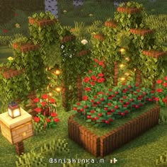 an image of a garden in minecraft