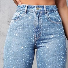 Super Cute And Stylish Ships In 5-10 Business Days Denim And Rhinestone Outfit, Bedazzle Designs, Denim Diamonds Theme Outfit, Jeans Diamond, Denim Disco, Sparkly Jeans, Sparkle Jeans, Bedazzled Jeans, Glow Halloween