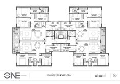 the floor plan for an apartment building with four floors and three bedroom, two bathrooms