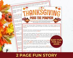 thanksgiving pass the pumpkin printables for kids and adults to use in their homes