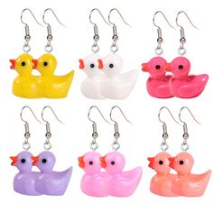 PRICES MAY VARY. Unique Designs:These duck earrings are simulation crafts. Unique and personalized, can match your different outfits, make you look more charming in the crowds. Reliable and Safe Material: the duck earrings are made of resin, strong, safe and solid, and can be applied for a long time; The hook is made of steel needle, which is safe and can increase your good wearing experience Lovely Gifts: there are 6 pairs of duck earrings in different colors for you to share, or you can send t Duck Earrings, Crafts Unique, Jewelry Pins, The Duck, Earrings Statement, Rubber Duck, Key Chains, Holiday Travel, Set For Women