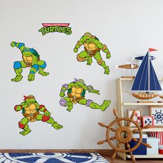 teenage mutant ninjas wall decals in a playroom