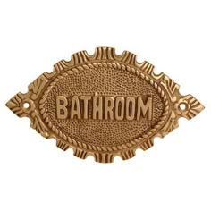 BRASS OVAL BATHROOM SIGN (INDOOR) Brass Bathroom, Bathroom Sign, Half Bathroom, Downstairs Bathroom, Vintage Bathroom, Bathroom Inspo, Vintage Market, Bath Room, Bathroom Signs