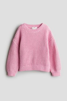 Relaxed-fit sweater in soft  loose-knit chenille with a velvety-smooth finish. Dropped shoulders  long sleeves  and ribbing at neckline  cuffs  and hem. Preppy Sweaters, Low Jeans, Kids Activewear, Girls Jumpers, Chenille Sweater, Cardigan Sweater Jacket, Pink Kids, Girls Sweaters, Fitted Sweater