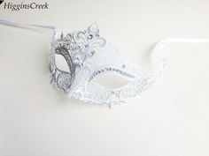 White Masquerade Masks White Bridal Mask Wedding by HigginsCreek White Mardi Gras Masks And Prosthetics For Gift, White Mardi Gras Masks And Prosthetics, White Masks And Prosthetics For Mardi Gras Gift, White Masquerade Mask For Mardi Gras Gift, White Masquerade Mask For Mardi Gras, Silver Masquerade Mask For Wedding And Mardi Gras, White Eye Mask Masquerade Mask As Gift, Elegant White Costume Mask, White Eye Mask For Masquerade