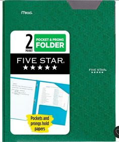 the five star pocket folder is green