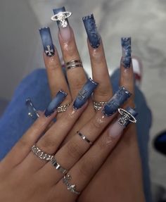 Blue Dramatic Nails, Dramatic Nails Designs, Buchona Nails, Business Shoot, Acrylics Nails, Nice Nails, Girly Acrylic Nails, Classy Acrylic Nails