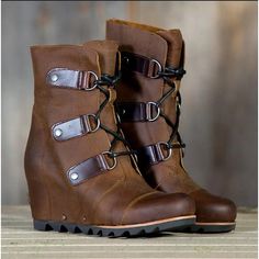 Category:Boots; Upper Materials:PU; Season:Fall,Winter; Heel Type:Platform,Wedge Heel; Gender:Women's; Activity:Walking; Toe Shape:Round Toe; Type:Booties Ankle Boots; Style:Punk,Vintage,Fashion; Heel Height(inch):2-3; Outsole Materials:Rubber; Occasion:Daily,Outdoor; Closure Type:Lace-up,Zipper; Pattern:Solid Color; Listing Date:10/13/2023; Production mode:External procurement; 2024 Trends:Plus Size,Height Increasing Shoes,Platform Boots; Size chart date source:Provided by Supplier. Waterproof Leather Boots, Vegan Leather Boots, Casual Ankle Boots, Winter Leather Boots, Comfortable Wedges, Winter Shoes For Women, Platform Wedge Heels, Wedges Style, Estilo Punk