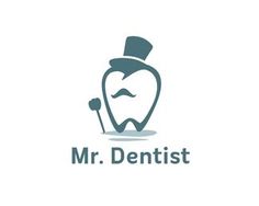 the logo for mr dentist, which is designed to look like a tooth with a top hat