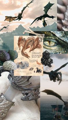 the collage shows many different types of sea creatures, including birds and other animals