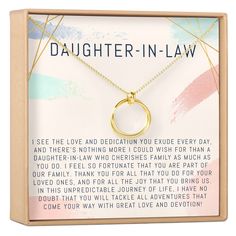 Daughter - In - Law Necklace Daughter In Law Quotes, Dear Ava, Mom Encouragement, Bridal Shower Cards, No Code, Daughter In Law, Chain Extenders, Blank Card, Stamped Jewelry