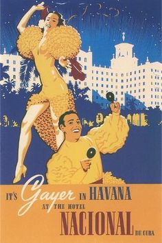 an advertisement for the gayen hotel in havana, with two women dressed as hula dancers