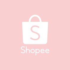 a white bag with the word shopee on it in front of a pink background