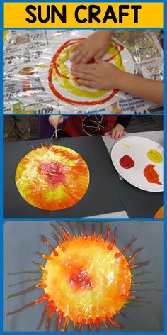 the sun craft is made with paper plates and glue