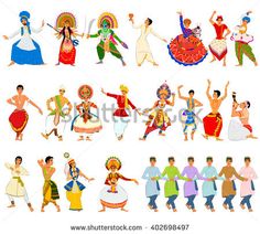 an image of people dancing in different costumes