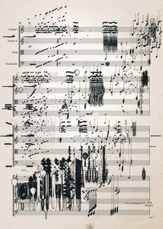 an old sheet music score with many lines