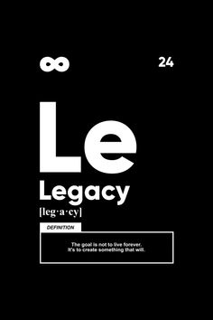 the poster for le legacy is shown in black and white, with an image of