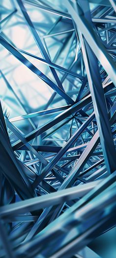 an abstract image of blue metal strips