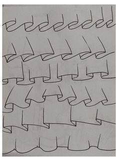 a piece of paper that has been drawn with black ink on it and is lined up in rows