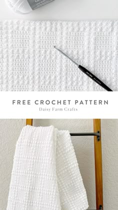 a crochet blanket with the text, free crochet pattern day farm crafts