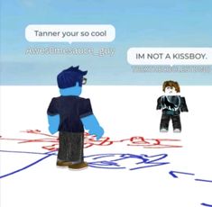 two legos are standing in the snow and one is talking to another person who is wearing glasses