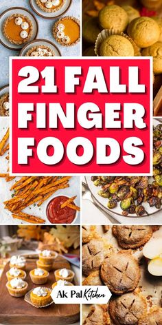 the cover of 21 fall finger foods, including muffins and other desserts