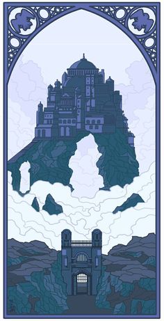 an illustration of a castle in the sky