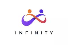 an infinite logo with two people holding each other's hands and the word infinity above them